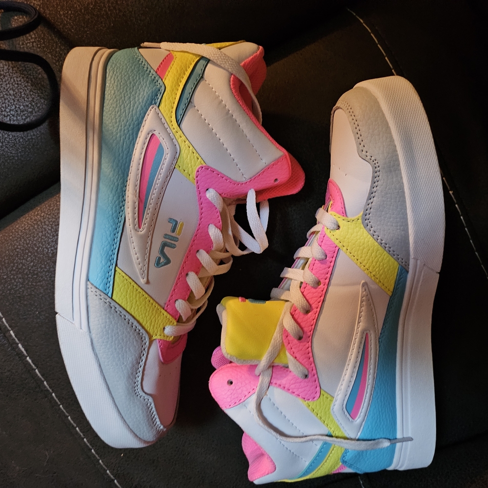 Fila Women's Athletic Shoes in Pink, Blue, Yellow, and White